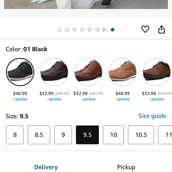 Men's Dress Shoes, Mens Oxford Shoes, Leather Stylish Lace-up Wingtip Brogues, - Picture 5 of 8